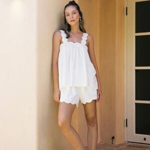 NWT Piyama “The Elodie Sleep Set” White Cotton Modal Bridal Pajama Set Sz Small